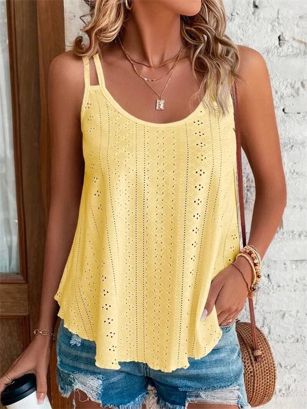 Solid Eyelet Embroidery Cami Top