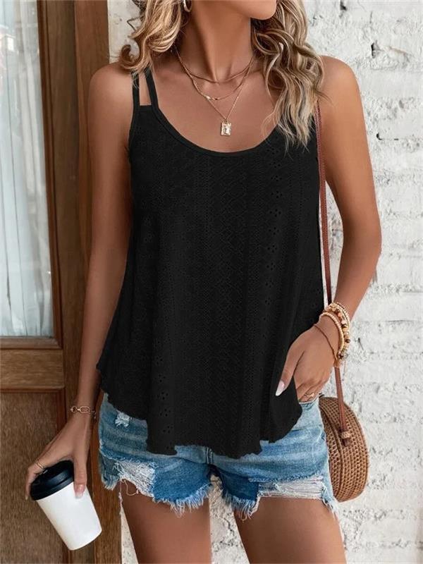 Solid Eyelet Embroidery Cami Top