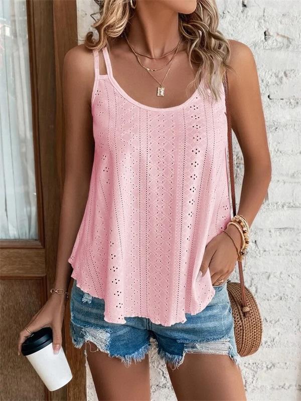 Solid Eyelet Embroidery Cami Top