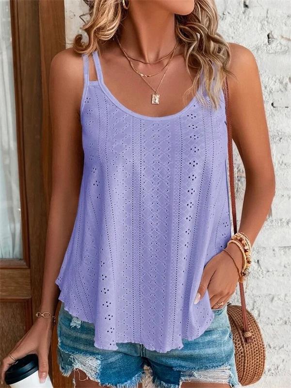 Solid Eyelet Embroidery Cami Top