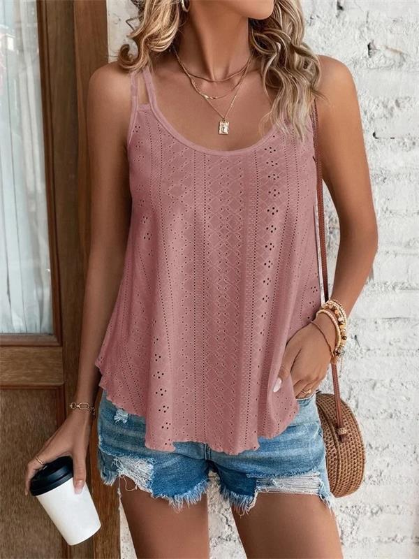 Solid Eyelet Embroidery Cami Top