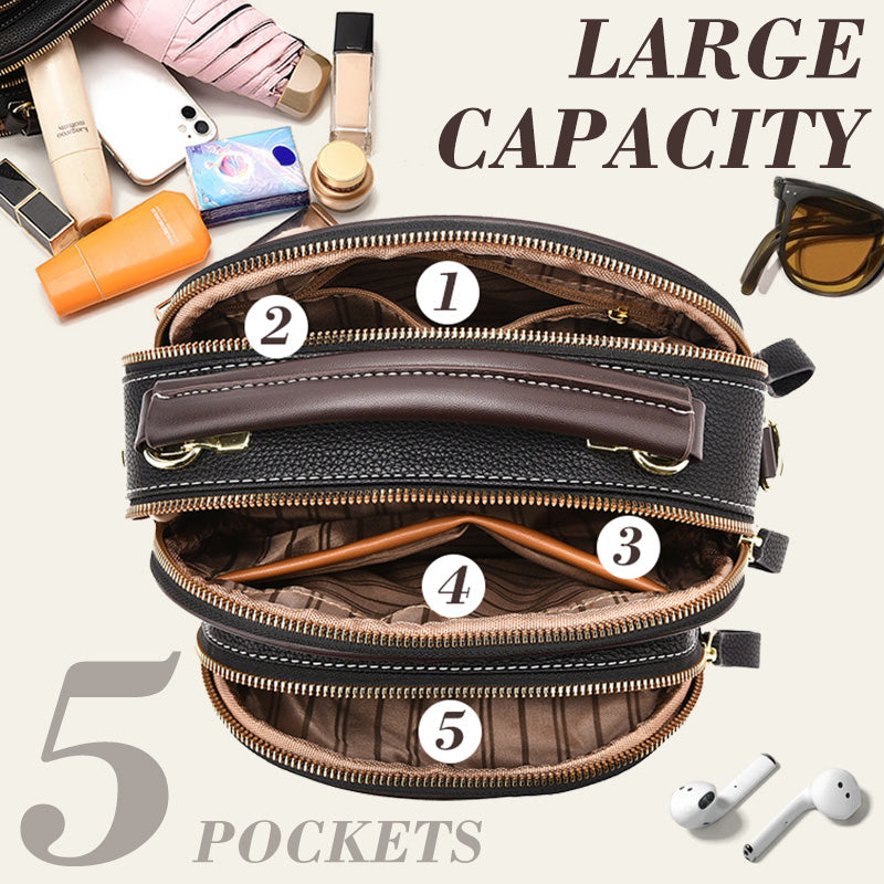 Classic Multi-function Compartment Leather Crossbody Bag