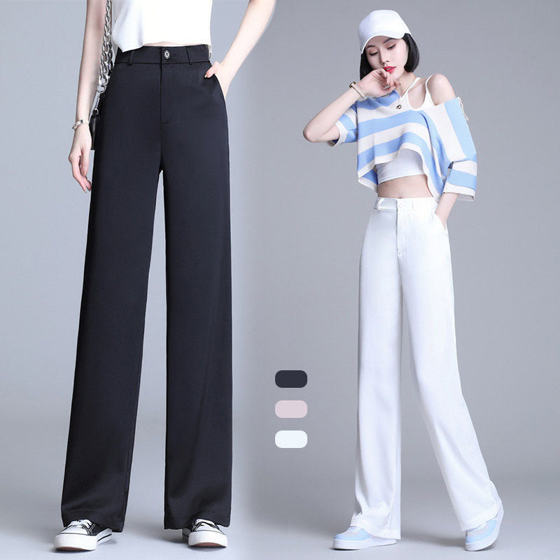 Women’s Fashionable Ice Silk Draping Straight Pants