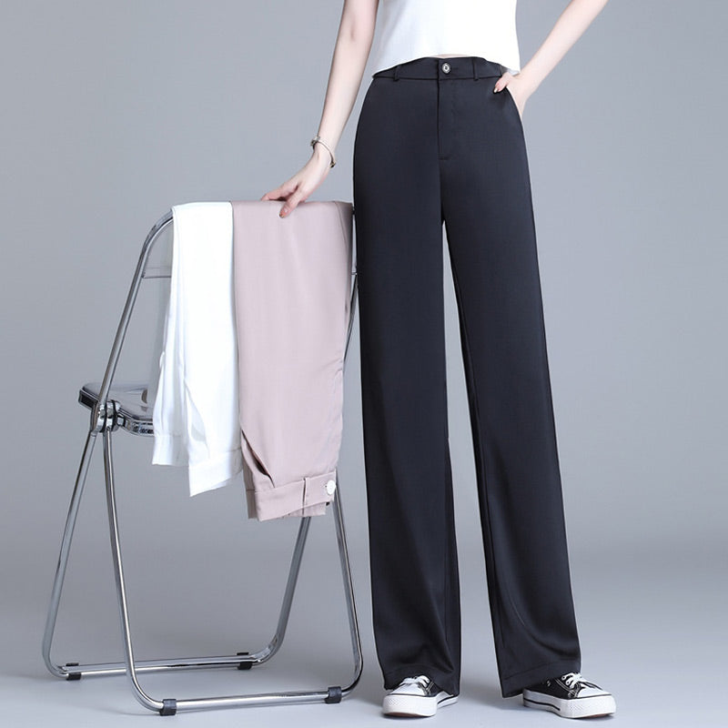 Women’s Fashionable Ice Silk Draping Straight Pants