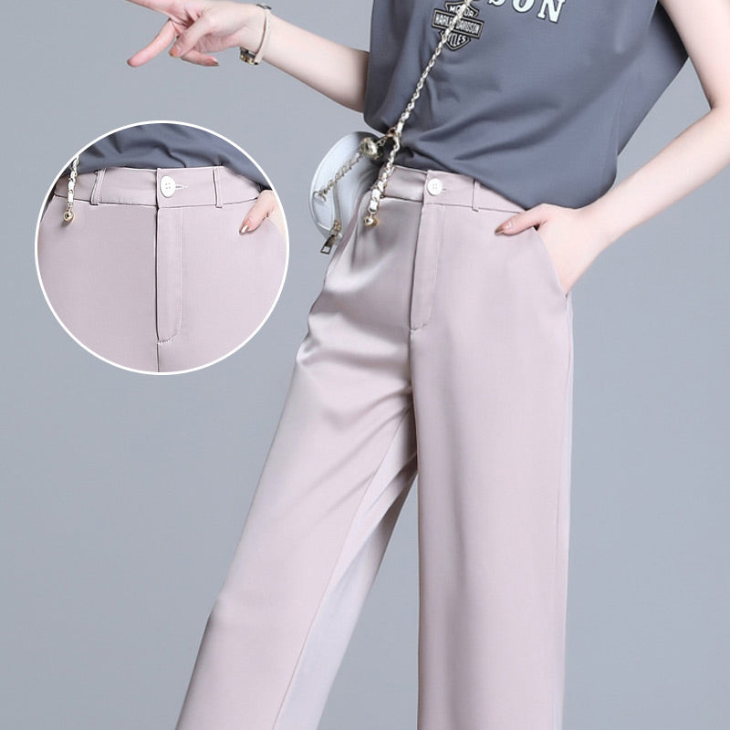 Women’s Fashionable Ice Silk Draping Straight Pants