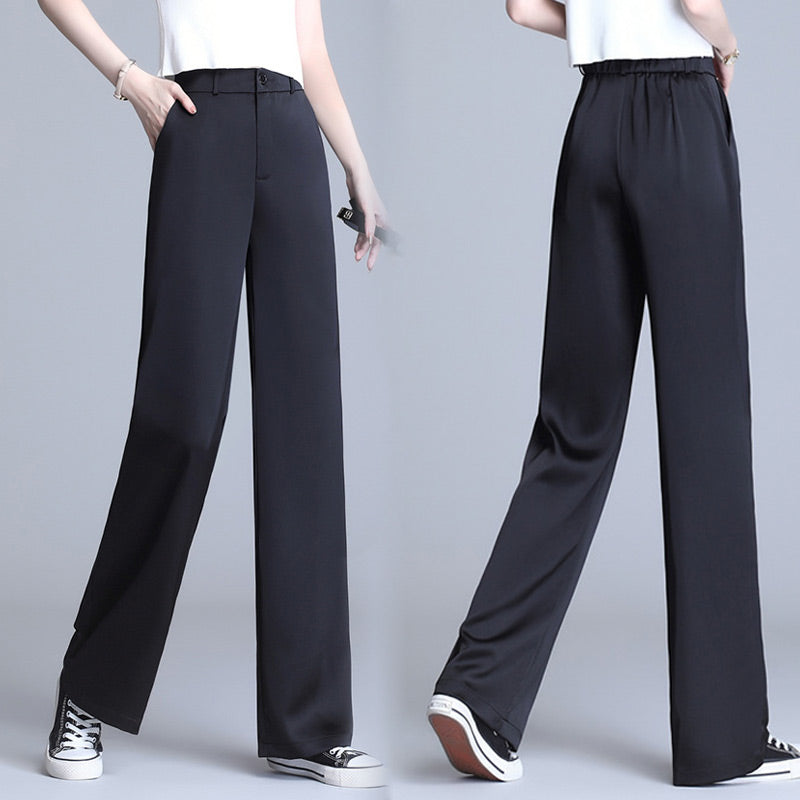 Women’s Fashionable Ice Silk Draping Straight Pants