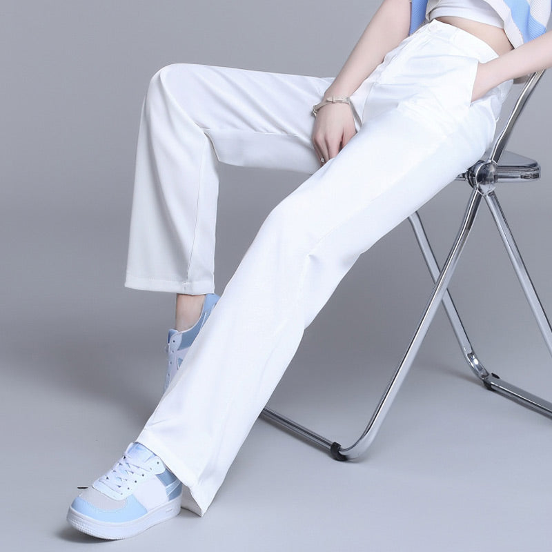 Women’s Fashionable Ice Silk Draping Straight Pants