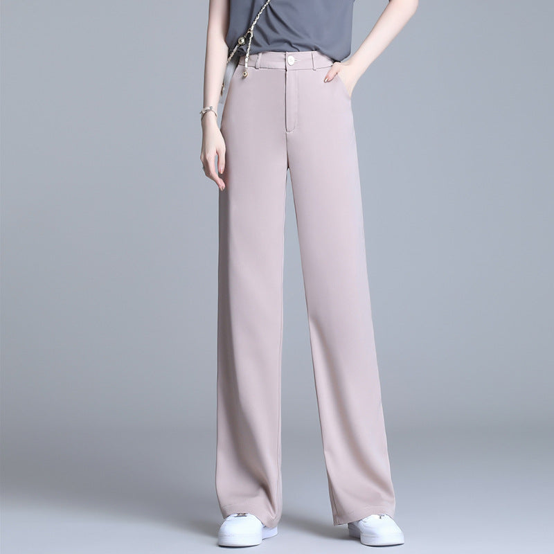 Women’s Fashionable Ice Silk Draping Straight Pants