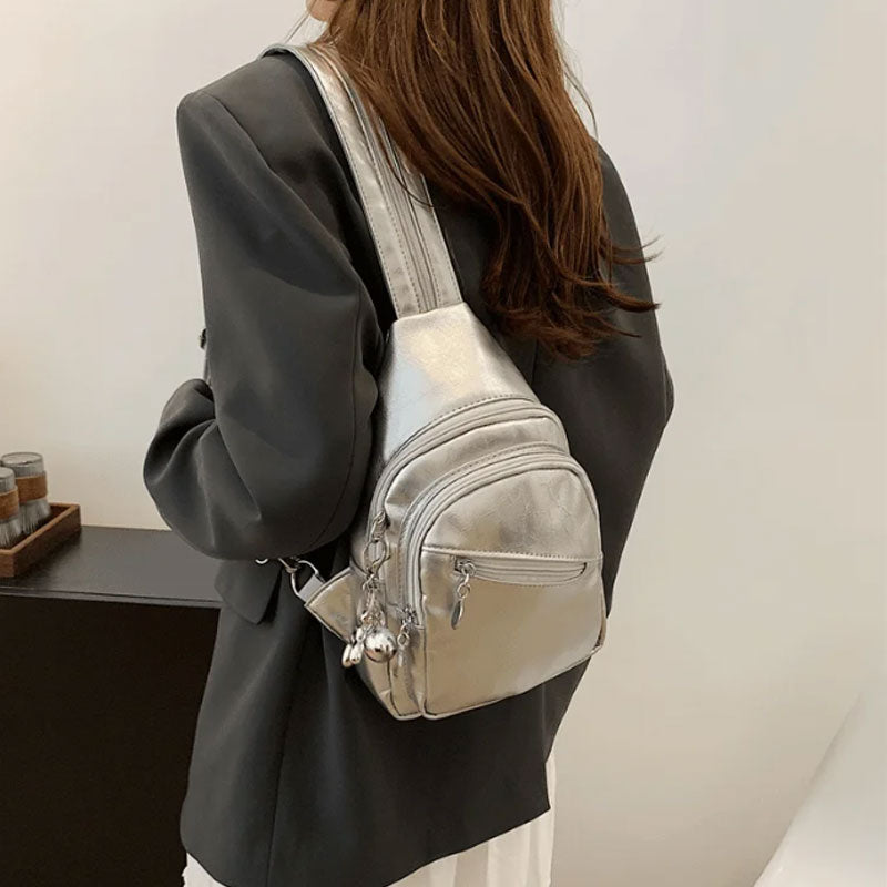 Women's Convertible Sling Backpack with Charm