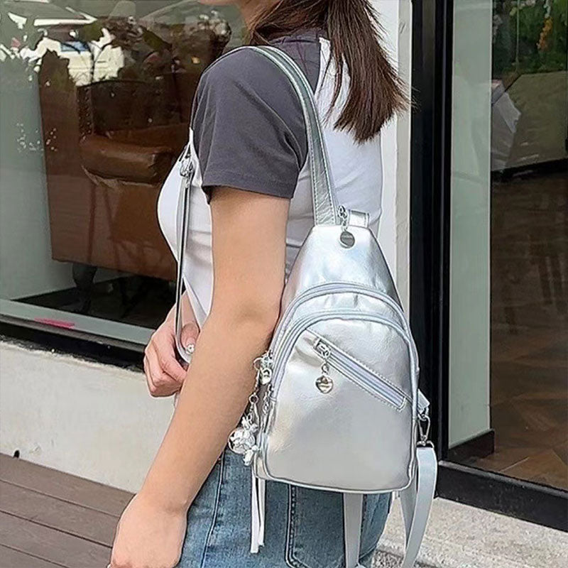 Women's Convertible Sling Backpack with Charm