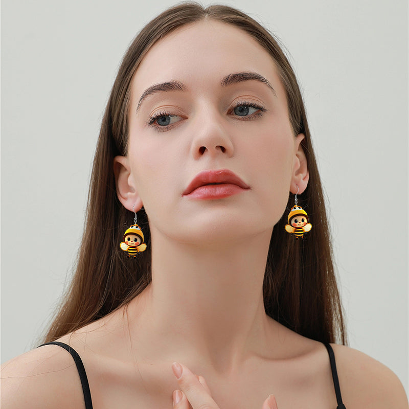 (🔥HOT SALE NOW 49% OFF) -🌻Cute Sunflower & Bee Acrylic Earrings🐝
