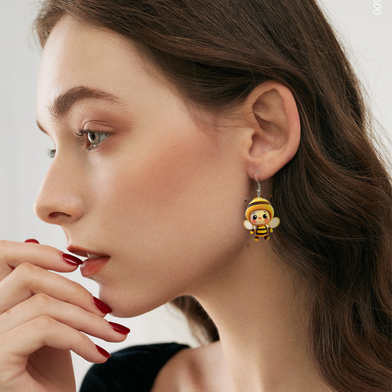(🔥HOT SALE NOW 49% OFF) -🌻Cute Sunflower & Bee Acrylic Earrings🐝