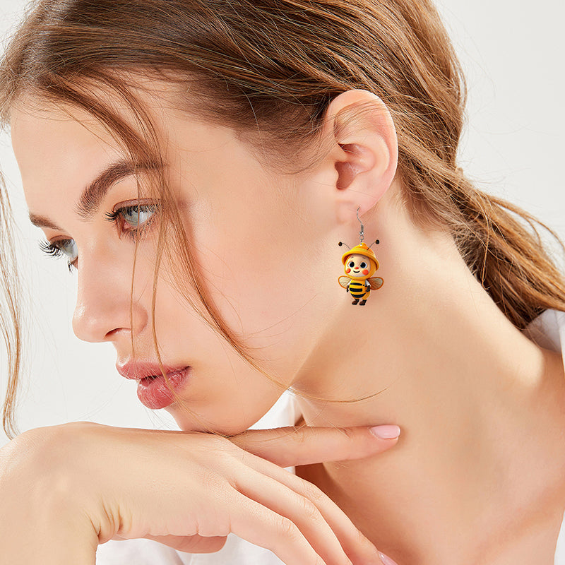 (🔥HOT SALE NOW 49% OFF) -🌻Cute Sunflower & Bee Acrylic Earrings🐝