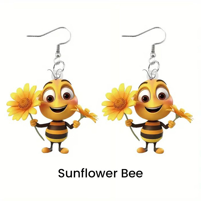 (🔥HOT SALE NOW 49% OFF) -🌻Cute Sunflower & Bee Acrylic Earrings🐝