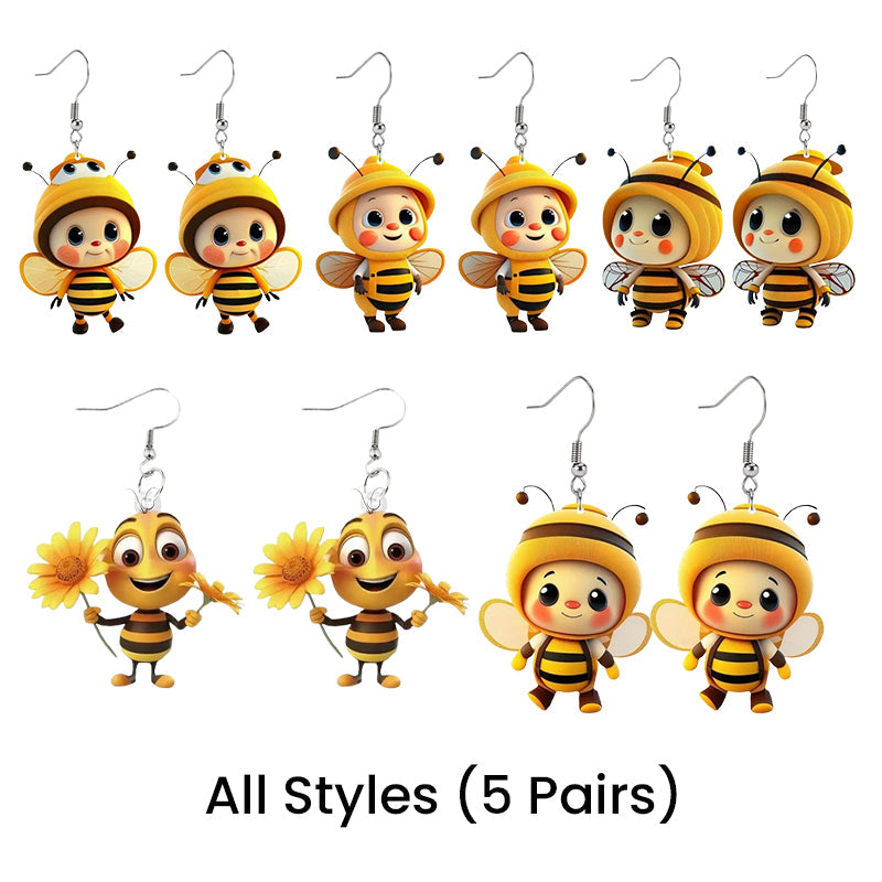 (🔥HOT SALE NOW 49% OFF) -🌻Cute Sunflower & Bee Acrylic Earrings🐝