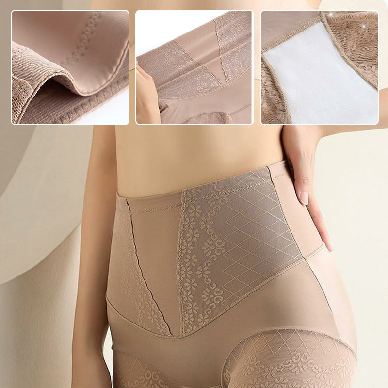 Women's High-Waist Lace Trim Tummy Control Panties