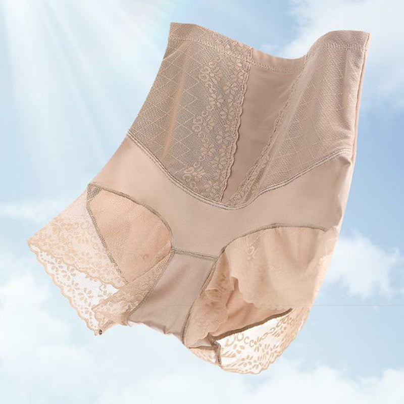 Women's High-Waist Lace Trim Tummy Control Panties