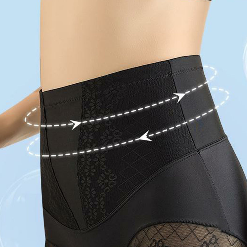 Women's High-Waist Lace Trim Tummy Control Panties