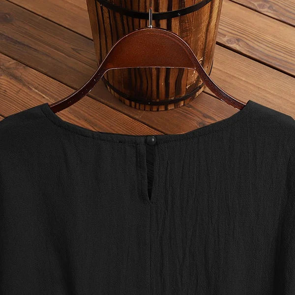 Solid Color Elastic Waist Suit (Blouse + Pants)