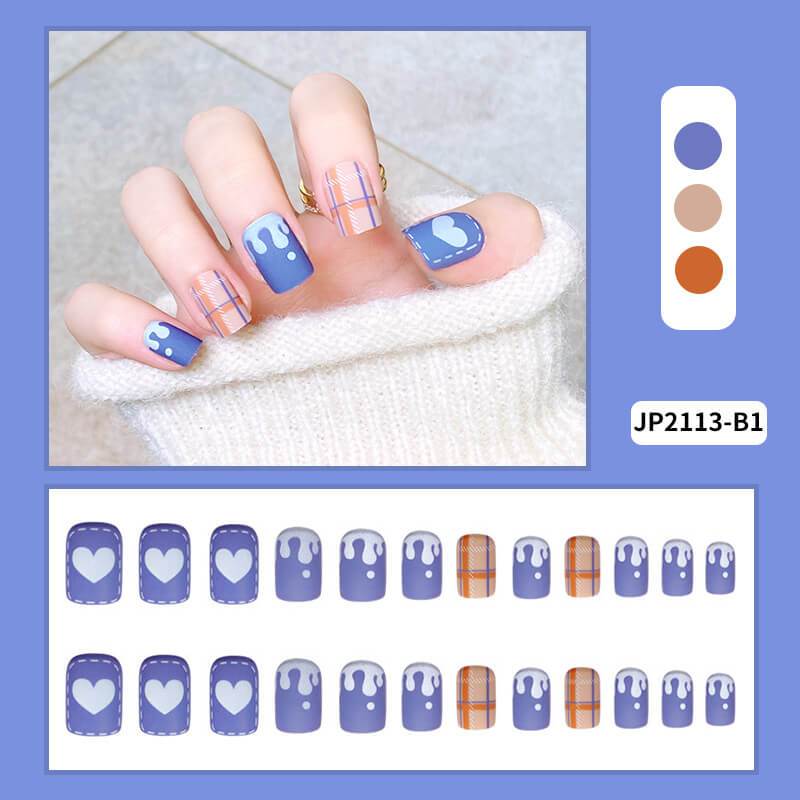 Checkerboard Nail Patch with Jelly Gum (24PCS)