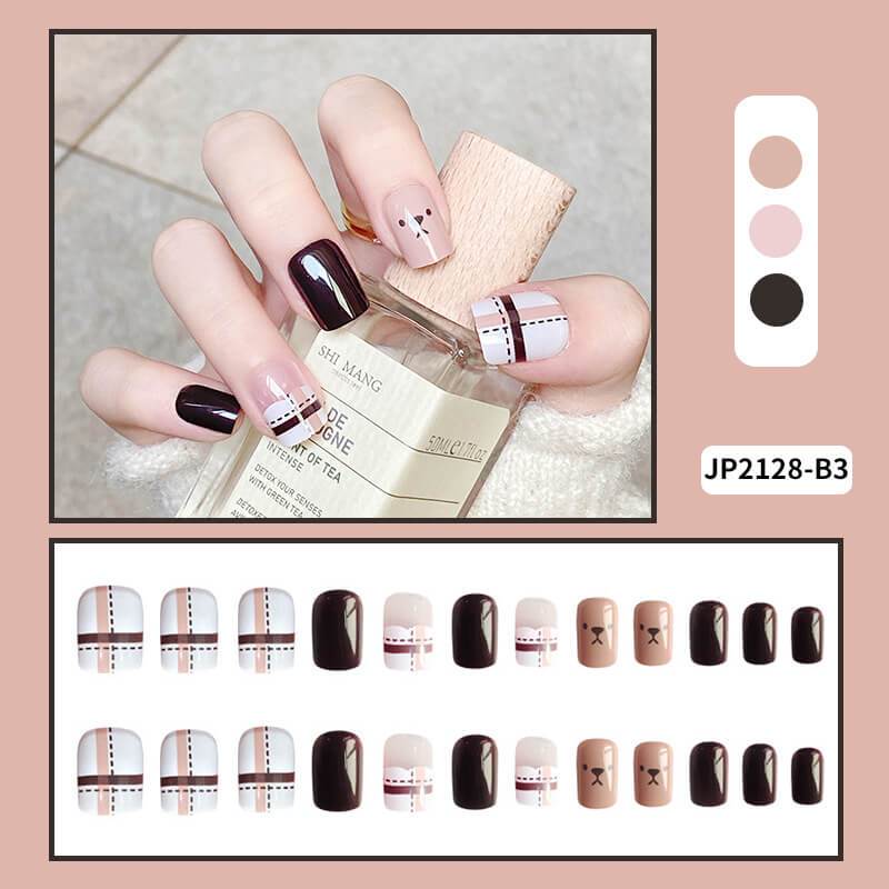 Checkerboard Nail Patch with Jelly Gum (24PCS)