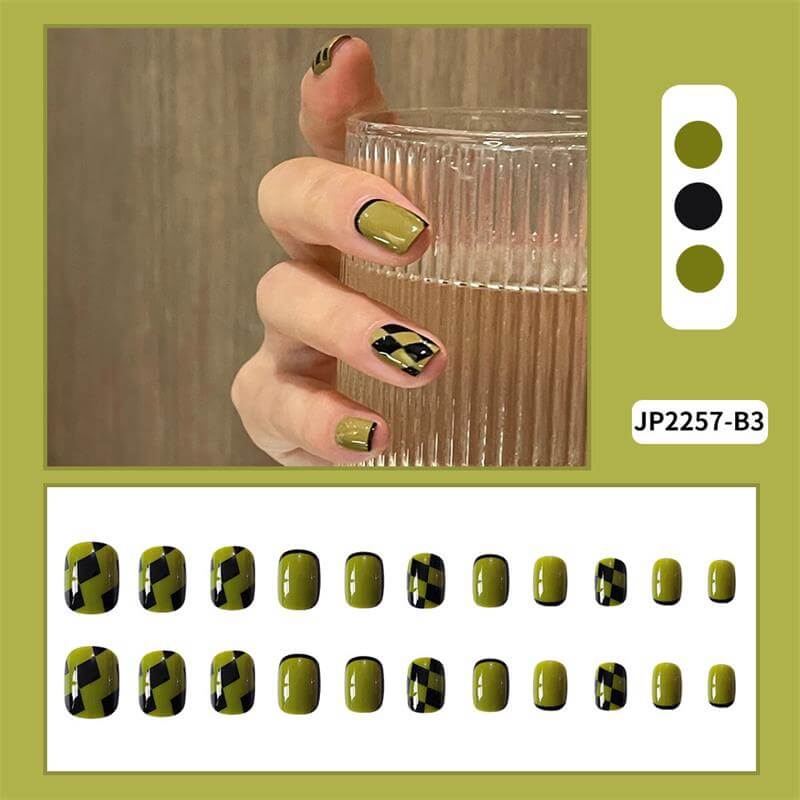 Checkerboard Nail Patch with Jelly Gum (24PCS)