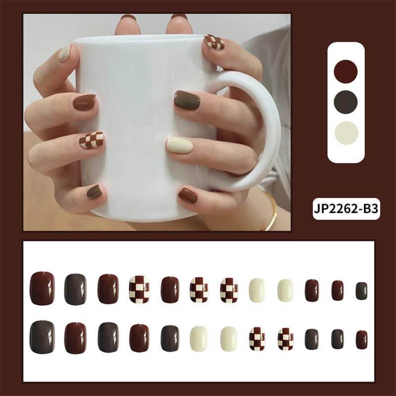 Checkerboard Nail Patch with Jelly Gum (24PCS)