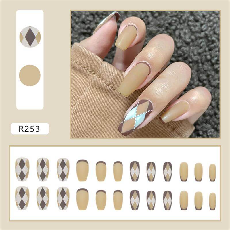 Checkerboard Nail Patch with Jelly Gum (24PCS)