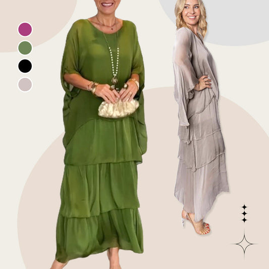 🌺 50% OFF💐Elegant knit dress with a round neckline and floral pattern