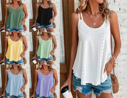 Solid Eyelet Embroidery Cami Top