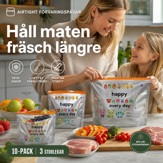 🥦 10-pack återanvändbara aluminiumpåsar – Läckagesäker & håller maten fräsch | SPARA 50% idag! ❄️