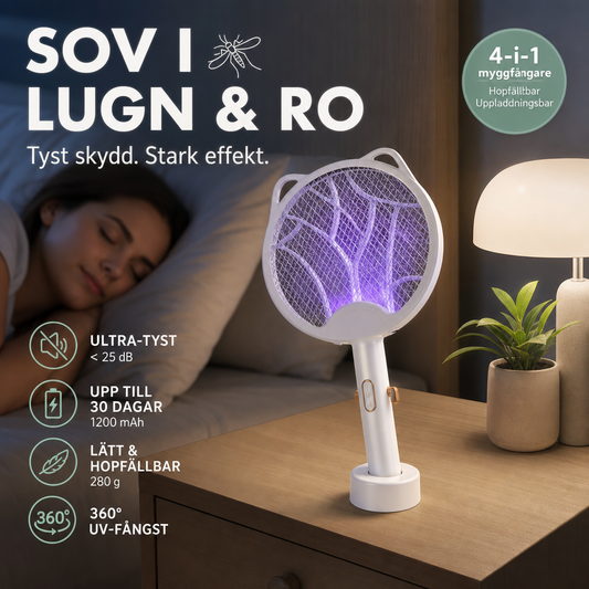 ✨ 4-in-1 Rechargeable Folding Mosquito Zapper – Quiet & Powerful Protection ✨