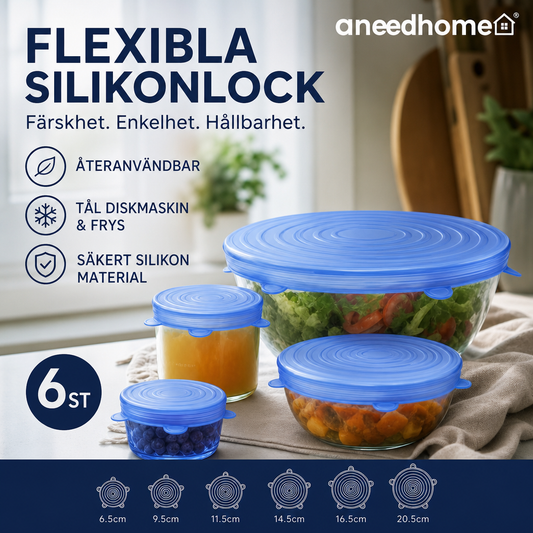 🧊 Silikonlock för matförvaring – 6-pack | Tätt & flexibelt | SPARA 50% idag!