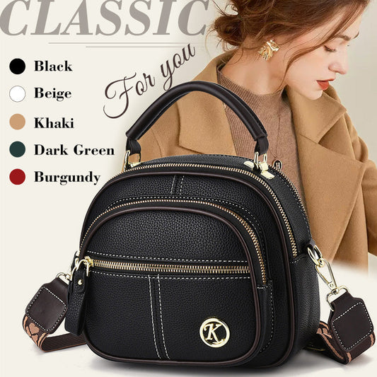 Classic Multi-function Compartment Leather Crossbody Bag