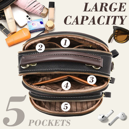 Classic Multi-function Compartment Leather Crossbody Bag