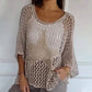🔥Last Day Promotion 50% OFF🔥💝Women's Fashion Round Neck Crochet Knit Fishnet Top