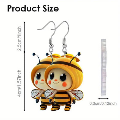 (🔥HOT SALE NOW 49% OFF) -🌻Cute Sunflower & Bee Acrylic Earrings🐝