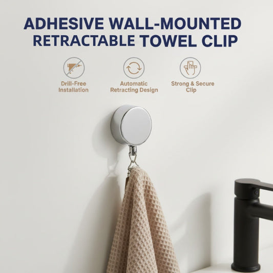 🔥HOT SALE🔥Adhesive Wall-Mounted Retractable Towel Clip
