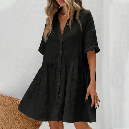 ✨ SALE! Shirt Neck Button Midi Dress