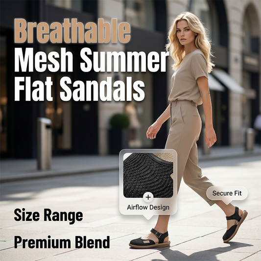 🥳2026 HOT SALE🥳Breathable Mesh Flat Sandals with Ankle Strap