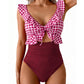 🏖️Summer Hot Sale 50% OFF🌊 Aqua Eve Women’s Tummy-Control One-Piece Swimsuit💃Flattering V-Neck🩱Ruched Slimming Design🌸Elegant Ruffle & Chic Cut-Out 💕