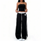 🔥Women's Sexy Tube Top & Side Stripe Wide-Leg Pants Set