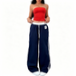🔥Women's Sexy Tube Top & Side Stripe Wide-Leg Pants Set