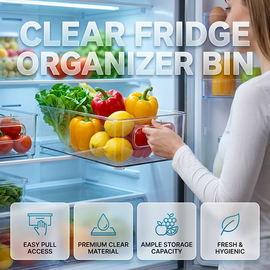 🔥Clear Stackable Refrigerator Organizer Bin with Handles