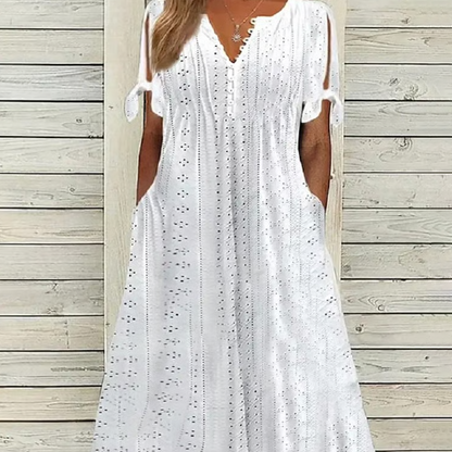 🔥 50% OFF · Women's Solid Elegant V-Neck Cutout Dress ✨