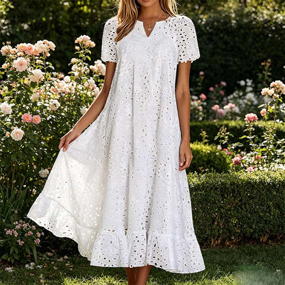🔥 50% OFF · Women's Elegant V-Neck Short Sleeve Dress ✨