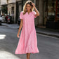 🔥 50% OFF · Women's Elegant V-Neck Short Sleeve Dress ✨