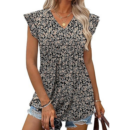 🔥 50% OFF · Women's Summer V-Neck Ruffle Sleeve Floral Peplum Top ✨