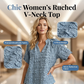🔥 50% OFF · Women's Casual Ruched V-Neck Top ✨