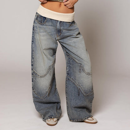 🔥 50% OFF · Women's Vintage Low-Rise Wide-Leg Jeans ✨